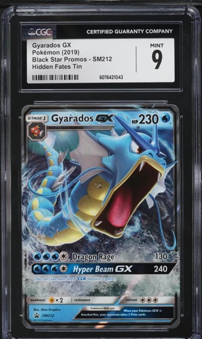 2019 Pokemon SM Black Star Promo Hidden Fates Tin Gyarados GX #SM212 CGC 9 MINT