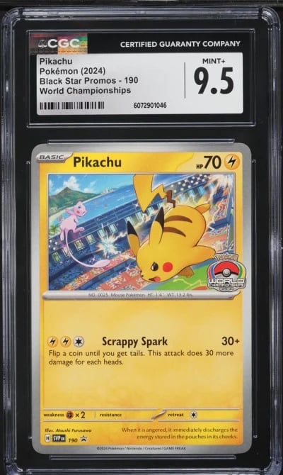 2024 Pokemon SV Black Star Promo World Championship Pikachu #190 CGC 9.5 MINT+