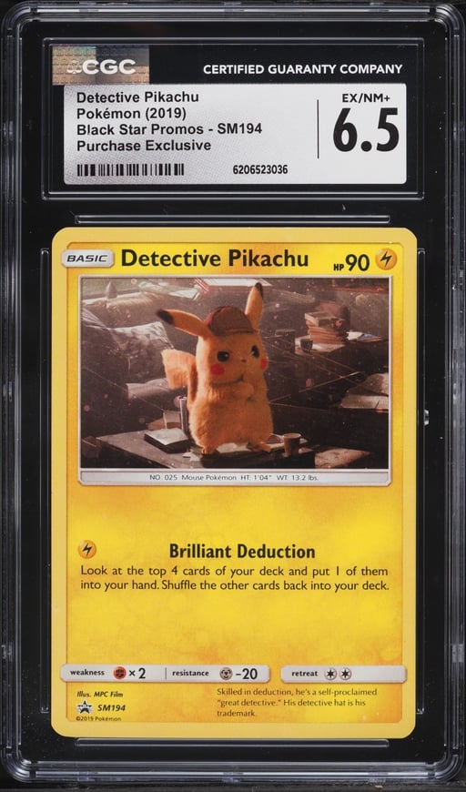 2019 Pokemon Sun & Moon Promo Purchase Exclusive Holo Detective Pikachu #SM194 CGC 6.5 EXMT+