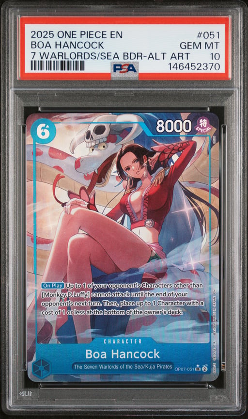 2025 ONE PIECE SEVEN WARLORDS OF THE SEA BINDER SET 051 BOA HANCOCK ALTERNATE ART PSA 10