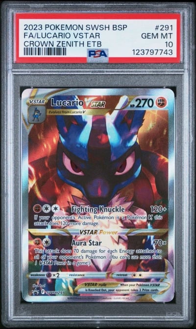 2023 POKEMON SWSH BLACK STAR PROMO #291 FULL ART/LUCARIO VSTAR PSA 10