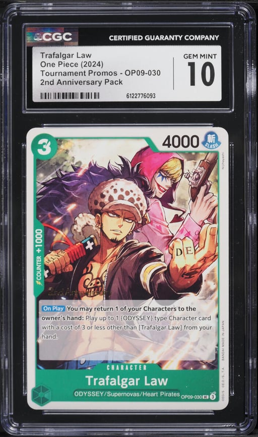 2024 One Piece Tournament Promos 2nd Anniversary Pack Trafalgar Law #OP09-030 CGC 10 GEM MINT