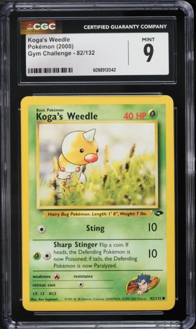 2000 Pokemon Gym Challenge Koga's Weedle #82 CGC 9 MINT