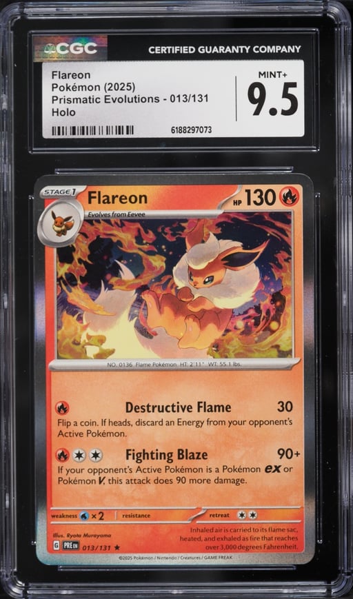 2025 Pokemon Scarlet & Violet Prismatic Evolutions Holo Flareon #13 CGC 9.5 MINT+