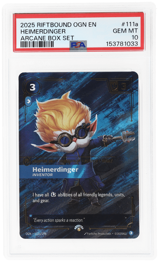 2025 Riftbound League of Legends Origins Arcane Box Set Heimerdinger #111a PSA 10
