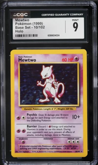 1999 Pokemon Base Set Holo Mewtwo #10 CGC 9 MINT