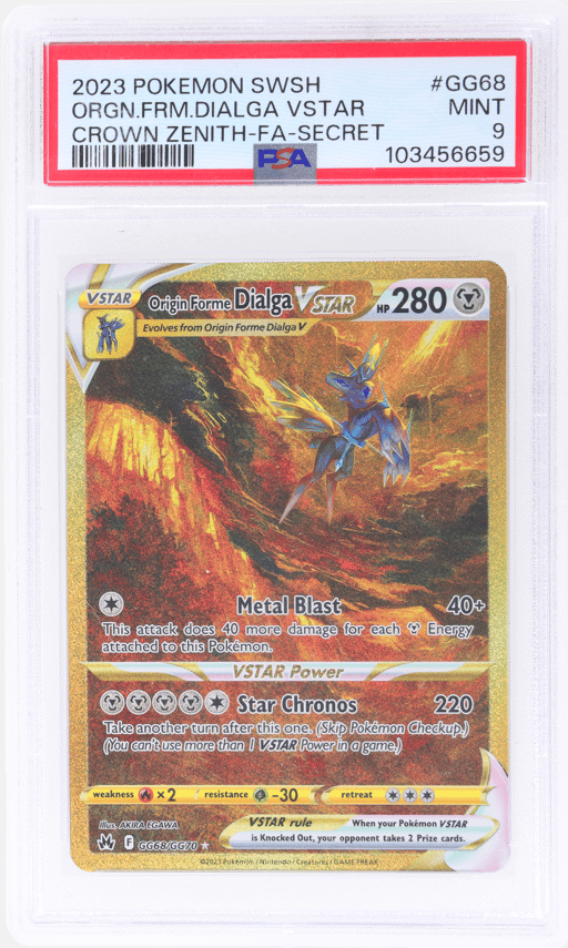 2023 Pokemon Sword and Shield Crown Zenith Secret Rare Origin Forme Dialga Vstar #GG68 PSA 9
