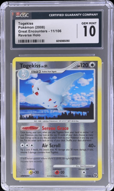 2008 Pokemon Diamond and Pearl Great Encounters Reverse Holo Togekiss #11 CGC 10