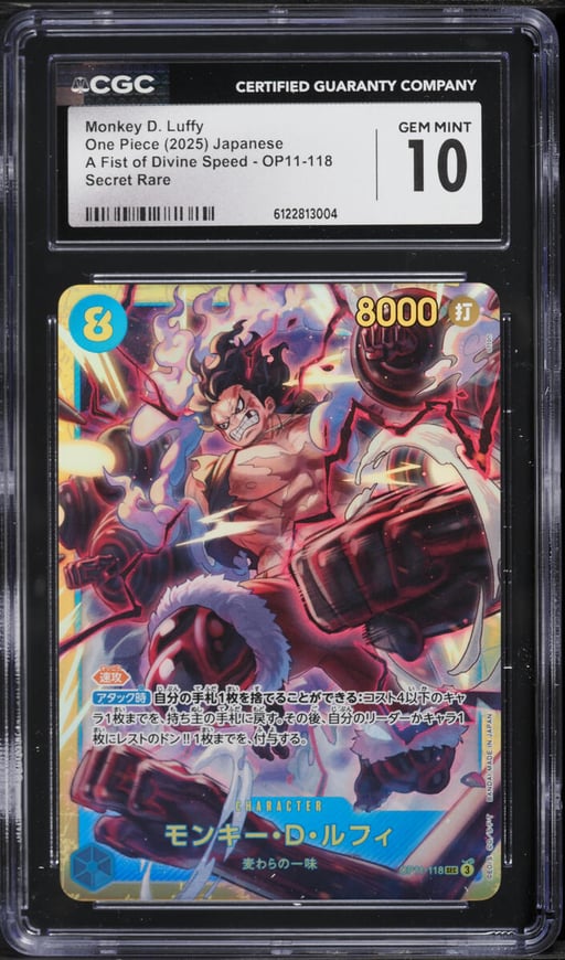 2025 One Piece Japanese A Fist Of Divine Speed SEC Monkey D. Luffy #OP11-118 CGC 10 GEM MINT