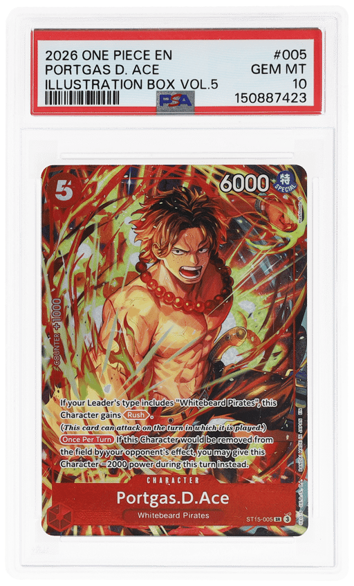 2026 One Piece Promo Illustration Box Volume 5 Portgas D. Ace #ST15-005 PSA 10