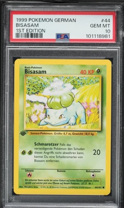 1999 Pokemon German Base Set 1st Edition Bulbasaur #44 PSA 10 GEM MINT