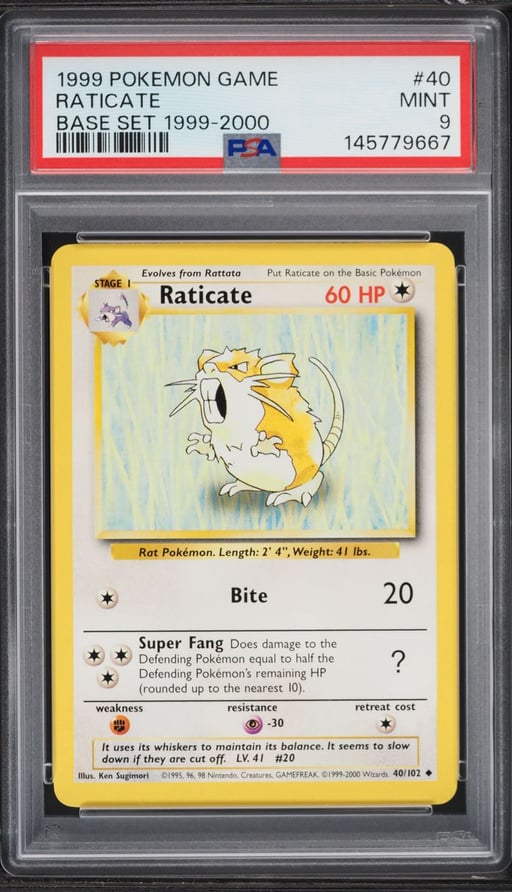 1999 Pokemon Base Set Raticate #40 PSA 9 MINT