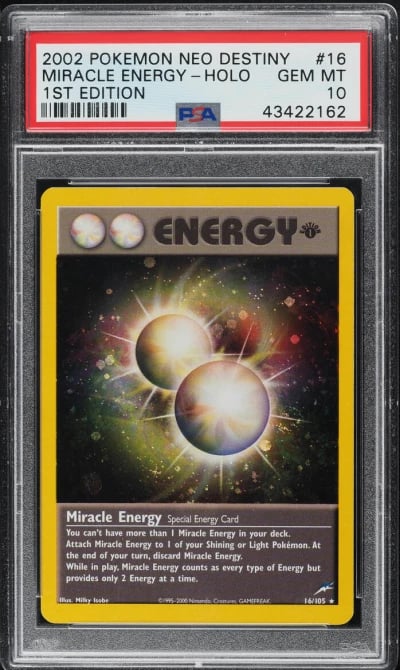 2002 Pokemon Neo Destiny 1st Edition Holo Miracle Energy #16 PSA 10 GEM MINT