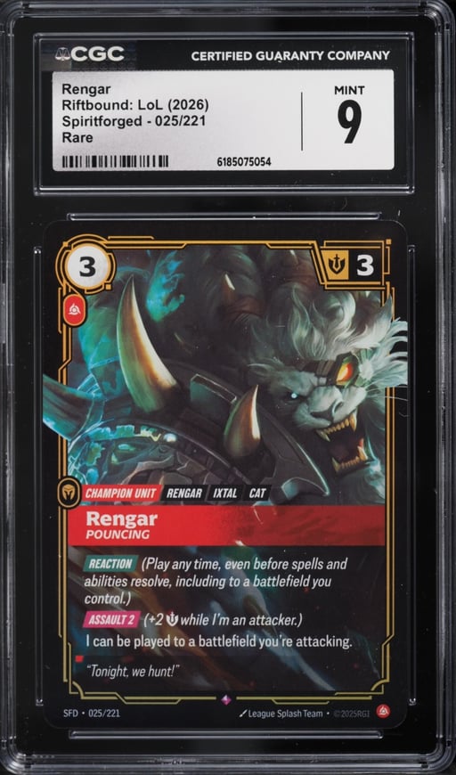 2026 Riftbound League Of Legends LoL Spiritforged Rengar #25 CGC 9 MINT