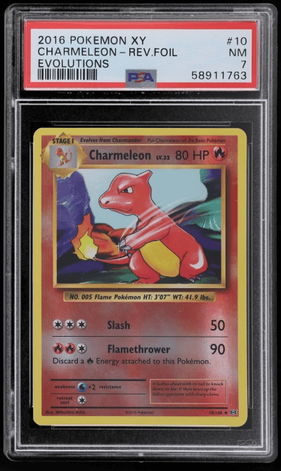 2016 Pokemon XY Evolutions Reverse Holo Charmeleon #10 PSA 7