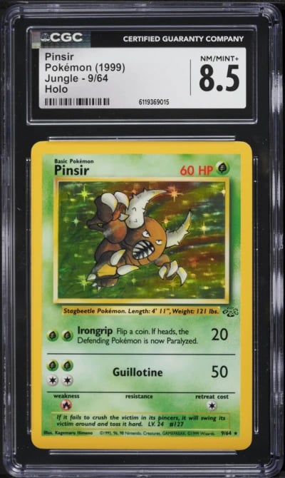 1999 Pokemon Jungle Holo Pinsir #9 CGC 8.5 NM-MT+