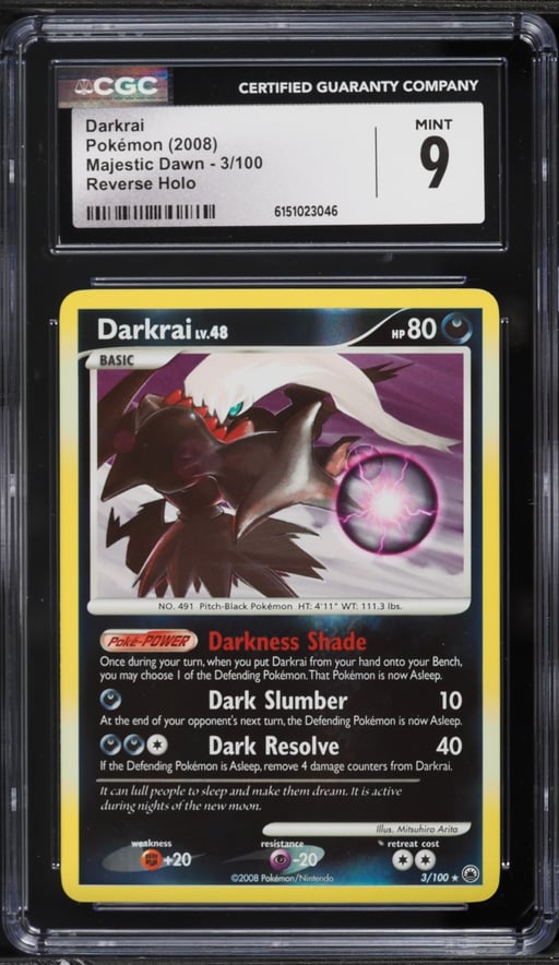 2008 Pokemon Diamond & Pearl Majestic Dawn Reverse Holo Darkrai #3 CGC 9 MINT