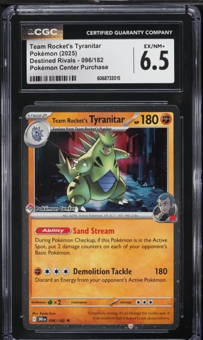 2025 Pokemon SV Destined Rivals Center Team Rocket's Tyranitar CGC 6.5 EXMT+