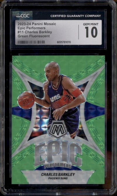 2023 Panini Mosaic Epic Performers Green Fluorescent Charles Barkley /10 CGC 10