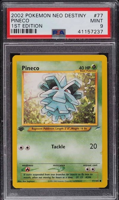 2002 Pokemon Neo Destiny 1st Edition Pineco #77 PSA 9 MINT