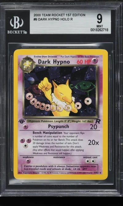 2000 Pokemon Team Rocket 1st Edition Holo Dark Hypno #9 BGS 9 MINT