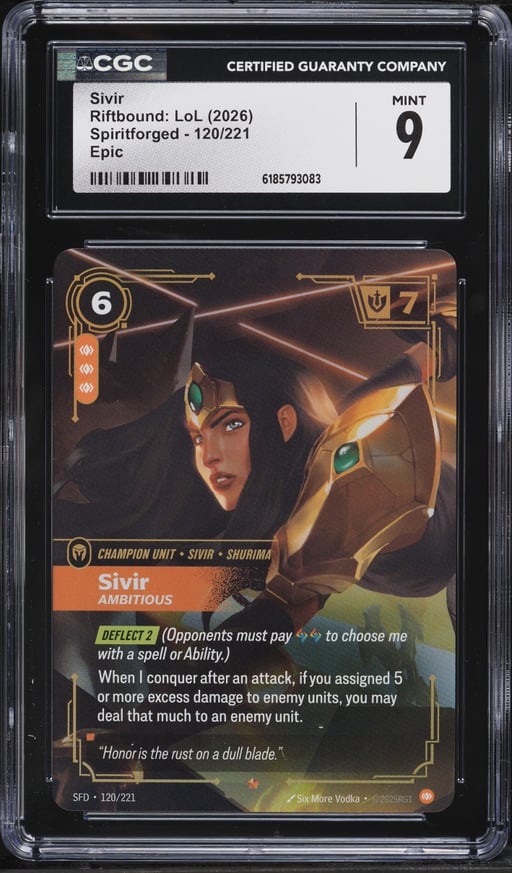 2026 Riftbound League Of Legends LoL Spiritforged Sivir #120 CGC 9 MINT