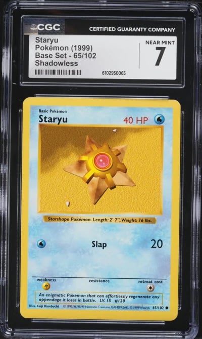 1999 Pokemon Base Set Shadowless Staryu #65 CGC 7 NRMT
