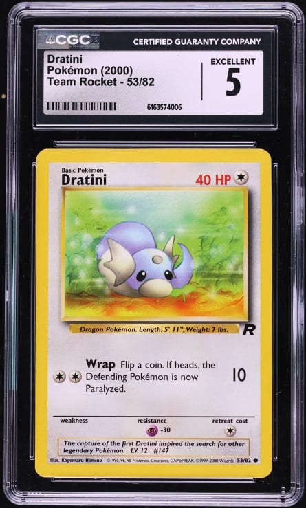 2000 Pokemon Team Rocket Dratini #53 CGC 5 EX