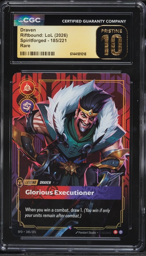 2026 Riftbound League Of Legends LoL Spiritforged Draven #185 CGC 10 PRISTINE