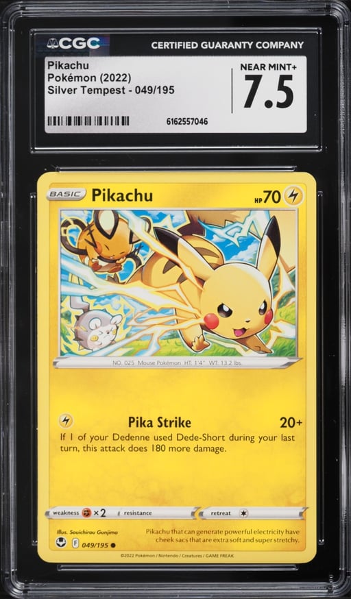 2022 Pokemon Sword & Shield Silver Tempest Pikachu #49 CGC 7.5 NRMT+