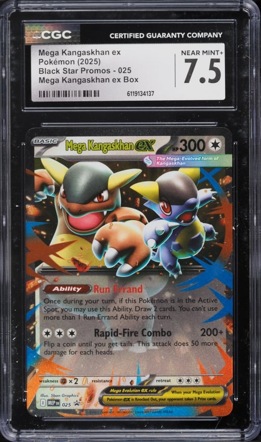 2025 Pokemon Mega Evolution Black Star Promo Box Mega Kangaskhan Ex #25 CGC 7.5 NRMT+