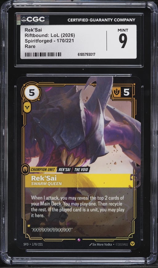 2026 Riftbound League Of Legends LoL Spiritforged Rek'Sai #170 CGC 9 MINT