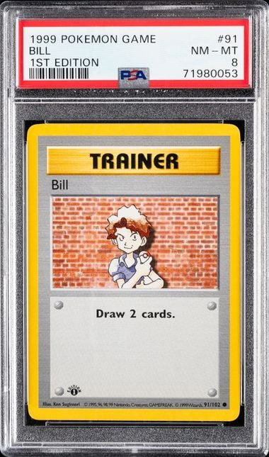 1999 POKEMON GAME #91 BILL 1ST EDITION PSA 8