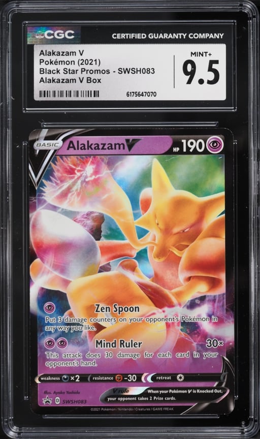 2021 Pokemon Sword & Shield Black Star Promo Box Alt Art Alakazam V #SWSH083 CGC 9.5 MINT+