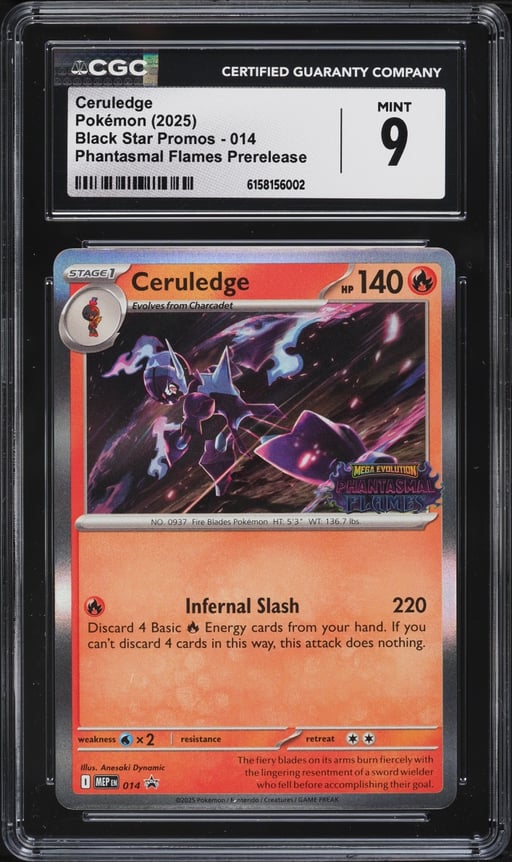 2025 Pokemon Mega Promo Phantasmal Flames Prerelease Ceruledge #14 CGC 9 MINT