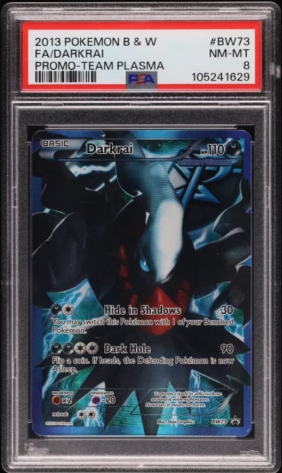 2013 Pokemon Black & White Promo Team Plasma Full Art Darkrai #BW73 PSA 8 NM-MT