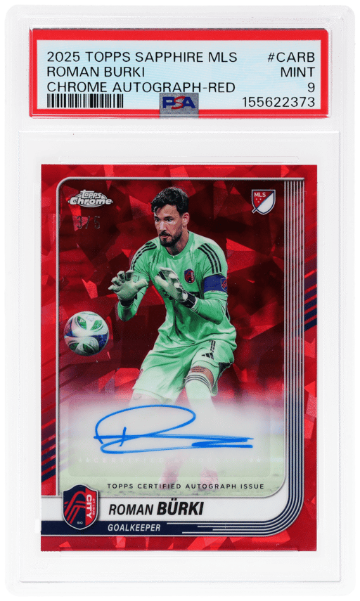 2025 Topps Chrome Sapphire MLS Autograph Red Roman Burki #CARB 3/5 PSA 9