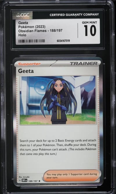 2023 Pokemon Scarlet & Violet Obsidian Flames Holo Geeta #188 CGC 10 GEM MINT