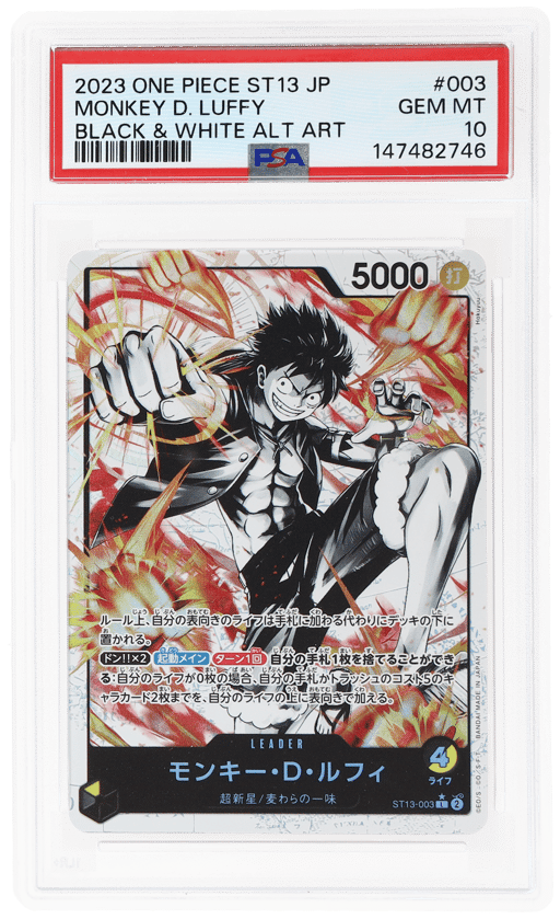 2023 One Piece Starter Deck Japanese Black and White Alternate Art Monkey D. Luffy #ST13-003 PSA 10