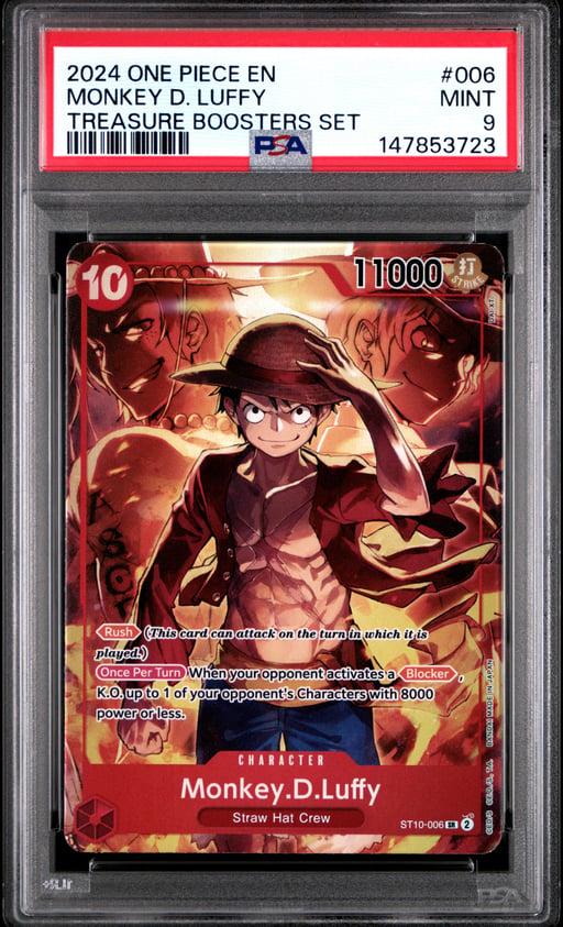 2024 ONE PIECE PROMOS 006 MONKEY D. LUFFY TREASURE BOOSTERS SET PSA 9