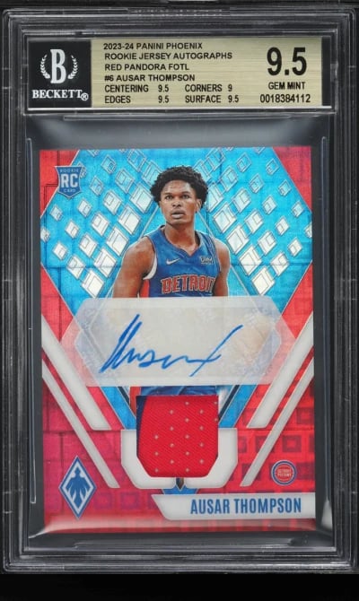 2023 Panini Phoenix Red Pandora FOTL Ausar Thompson RC PATCH AUTO /11 BGS 9.5