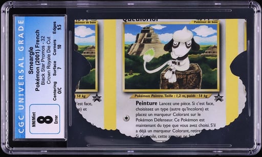 2001 Pokemon French Black Star Promo Crown Royale Die-Cut Error Smeargle #32 CGC 8 NM-MT