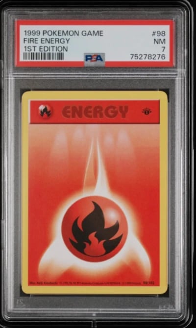 1999 POKEMON BASE SET 1ST EDITION #98 FIRE ENERGY PSA 7