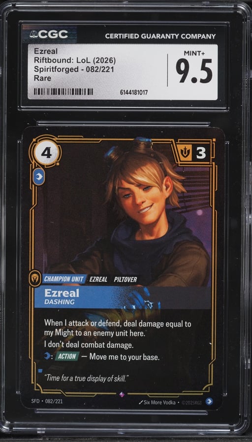 2026 Riftbound League Of Legends LoL Spiritforged Ezreal #82 CGC 9.5 MINT+