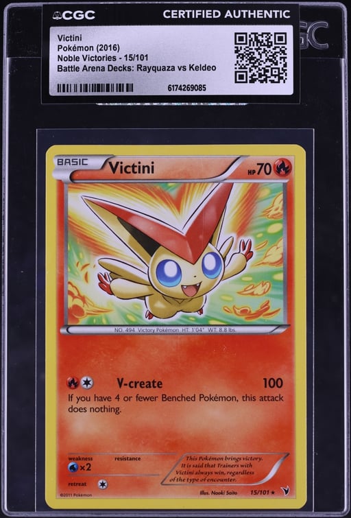 2016 Pokemon XY Noble Victories Battle Arena Decks: Rayquaza VS Keldeo Victini #15 CGC AUTH
