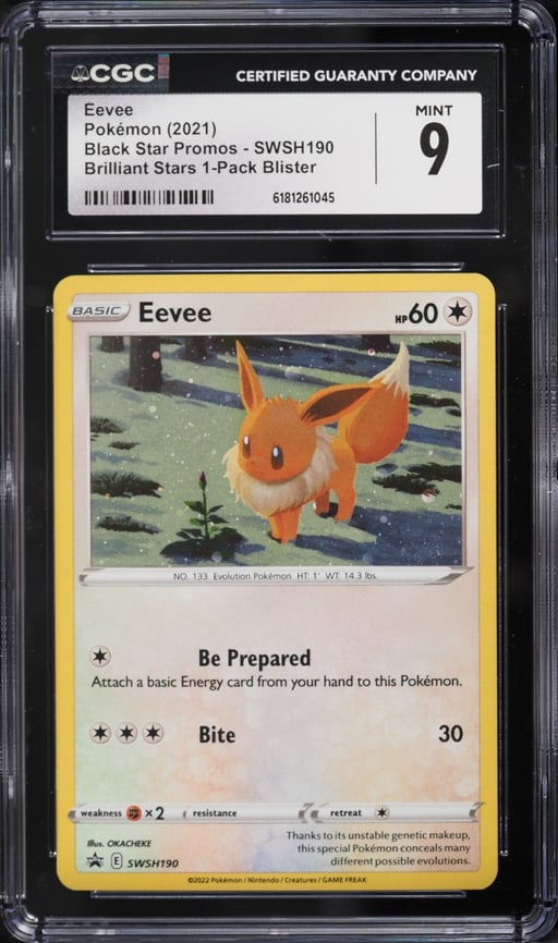2021 Pokemon Sword & Shield Promo Brilliant Stars 1 Pack Blister Holo Eevee #190 CGC 9 MINT