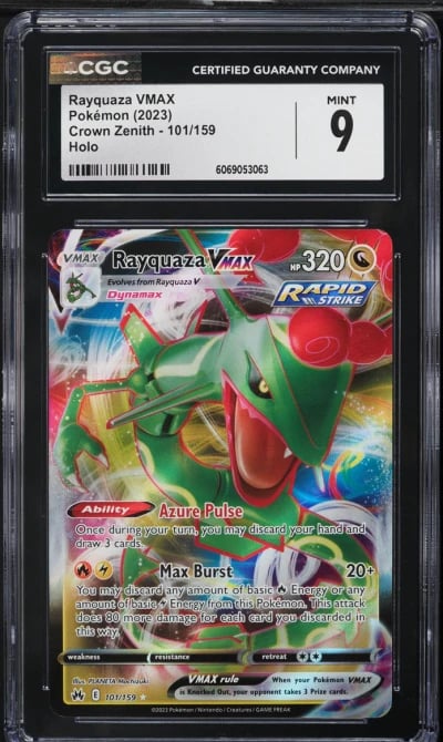 2023 Pokemon Sword & Shield Crown Zenith Rayquaza VMAX #101 CGC 9 MINT