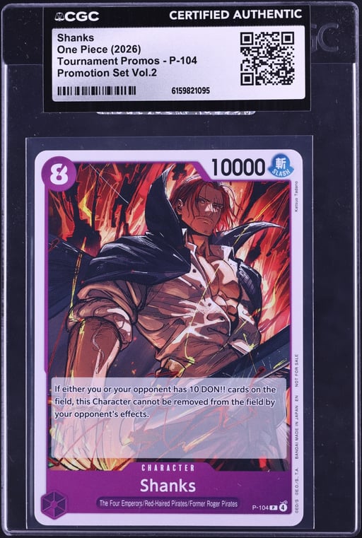 2026 One Piece Promo Tournament Set Volume 2 Shanks #P-104 CGC AUTH