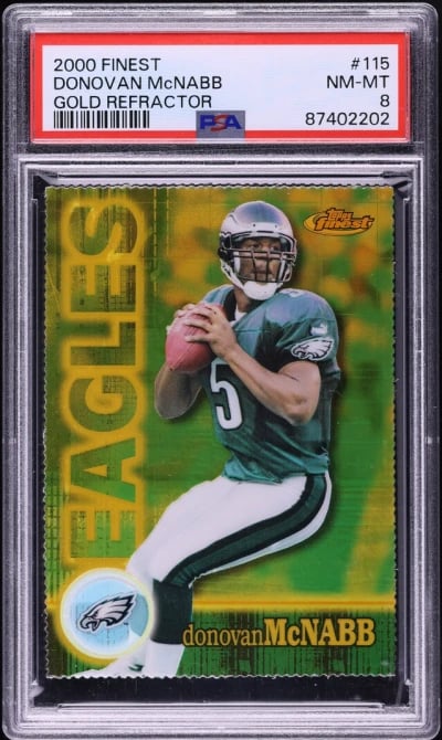 2000 Finest Gold Refractor Donovan McNabb /300 #115 PSA 8 NM-MT