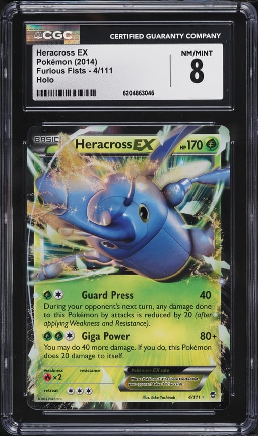2014 Pokemon Furious Fists Holo Heracross EX #4 CGC 8 NM-MT